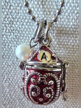 Alexas Angels Scroll Religious Enameled Egg Prayer Box Christian Necklace "A"